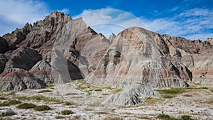 Badland national park during sunny summer. Badland landscape panorama South Dakota