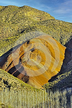 Badland, red lands without vegetation of the Granada Geopark.