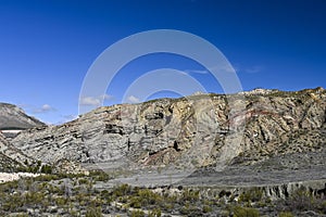 Badland, red lands without vegetation of the Granada Geopark.