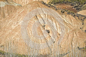 Badland, red lands without vegetation of the Granada Geopark.