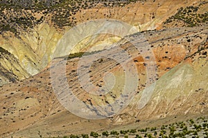 Badland, red lands without vegetation of the Granada Geopark.