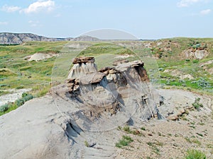 Badland terrain in alberta photo