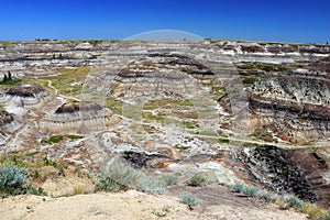 Badlands Landscape at Horseshoe Canyon in the Prairies West of Drumheller, Alberta, Canada photo
