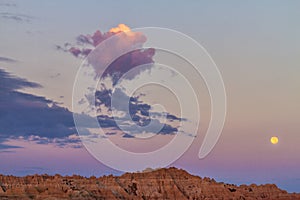 Badlands Moonset And Sunrise