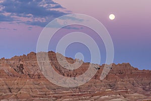 Badlands Moonset And Sunrise