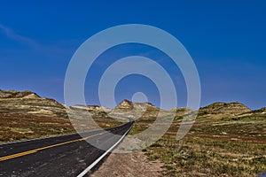 Badlands Roadway at Roosevelt National Park North Dakota