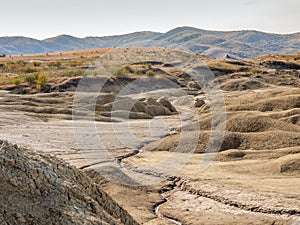 Badlands of romania, vulcanii noroisi reserve near berca, buzau county, mud vulcanoes landscape