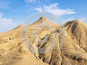 Badlands of romania, vulcanii noroisi reserve near berca, buzau county, mud vulcanoes landscape