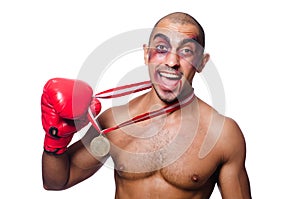 Badly beaten boxer