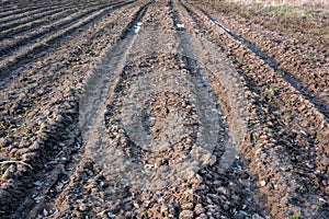 Badly plowed arable land