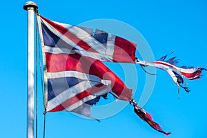 Badly torn Union Jack Flag