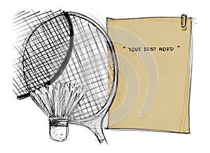 Badminton background paper note drawn