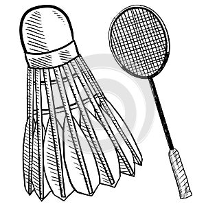 Badminton birdie and racquet drawing photo