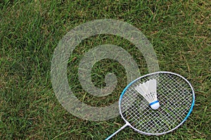 Badminton Birdie Shuttlecock with Racket photo
