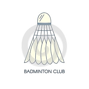 Badminton feathered shuttlecock icon. Isolated. Creative logo template for badminton club. Vector linear illustration