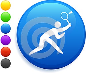 Badminton icon on round internet button