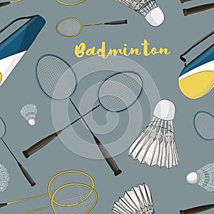 Badminton labels and icons set pattern