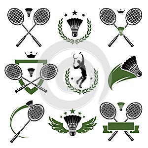 Badminton labels and icons set. Vector