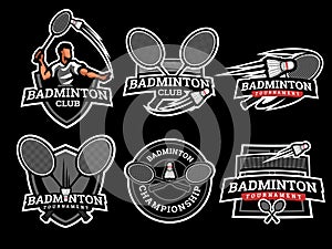 Badminton logo and badge set vector image