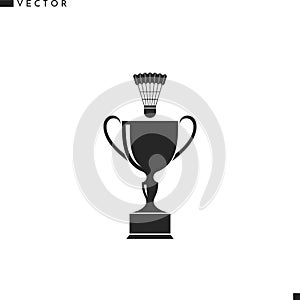 Badminton logo. Isolated trophy cup with shuttlecock