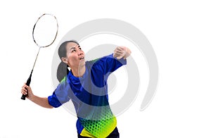 Badminton player in action