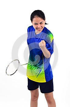 Badminton player in action