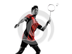 Badminton player young man silhouette