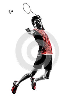 Badminton player young man silhouette