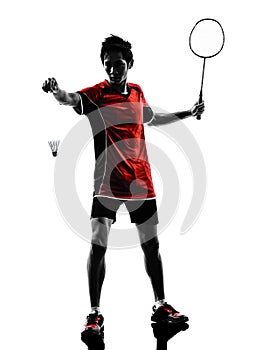 Badminton player young man silhouette