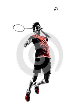 Badminton player young man silhouette