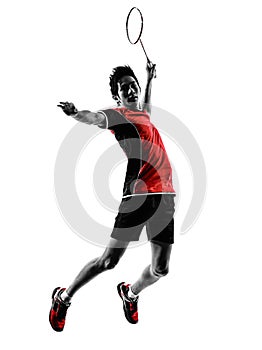 Badminton player young man silhouette