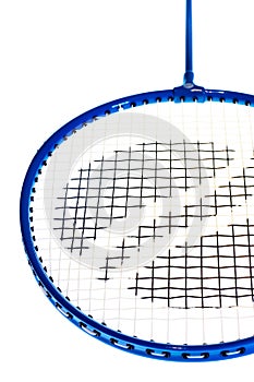 Badminton racket closeup