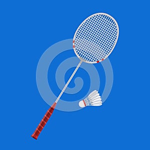 Badminton racket and shuttlecock.