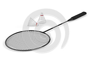 Badminton racket and shuttlecock isolated