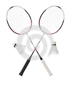 Badminton rackets and feather shuttlecocks