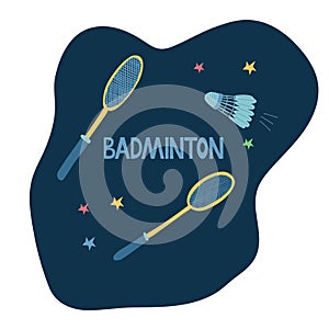 Badminton set with two rackets and a shuttlecock