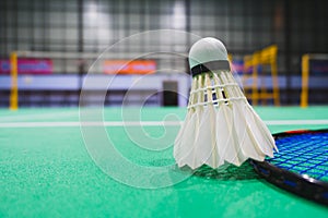 Badminton shuttlecock in competing badminton