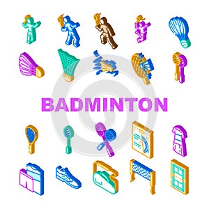 badminton shuttlecock competition icons set vector