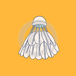 Badminton shuttlecock. Shuttlecock icon in flat cartoon style. Sports accessories. Badminton game equipment. Vector illustration