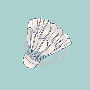 Badminton shuttlecock. Shuttlecock icon in flat cartoon style. Sports accessories. Badminton game equipment. Vector illustration