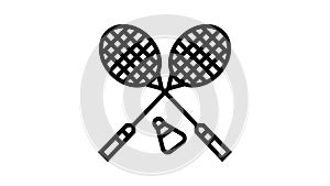 badminton sport game line icon animation