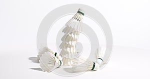 Badminton white Feather Shuttles on a white background