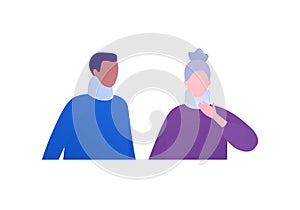 Badnaged injury concept. Vector flat patient character illustration set. Neck injury. African american man and old woman with neck