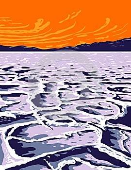 The Badwater Basin in Death Valley National Park Inyo County California United States of America WPA Poster Art