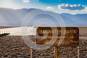 Badwater Basin Sign in Death Valley photo