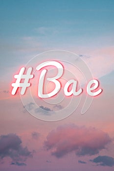 #Bae pink neon glow typography text photo