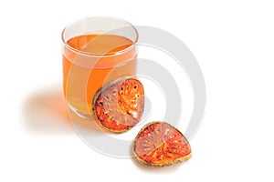 Bael fruit tea and slices of dried bael fruit, tea matum isolate