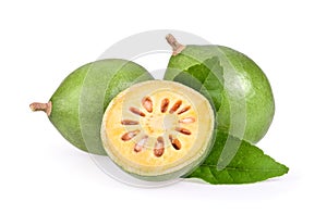 Fresh Bael fruit on white background