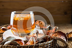 Bael juice ice tea on wooden table , healthy drink