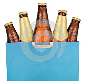 Bag with brown beer bottles
